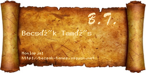 Becsák Tamás névjegykártya